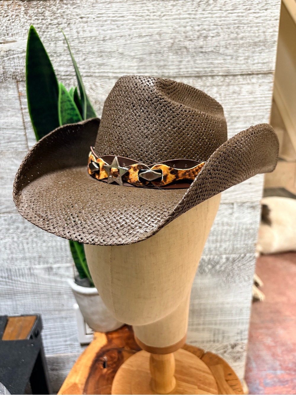 Koolhats | Handmade Straw Turned Up Western Cowgirl Hat - XS, Dark Brown